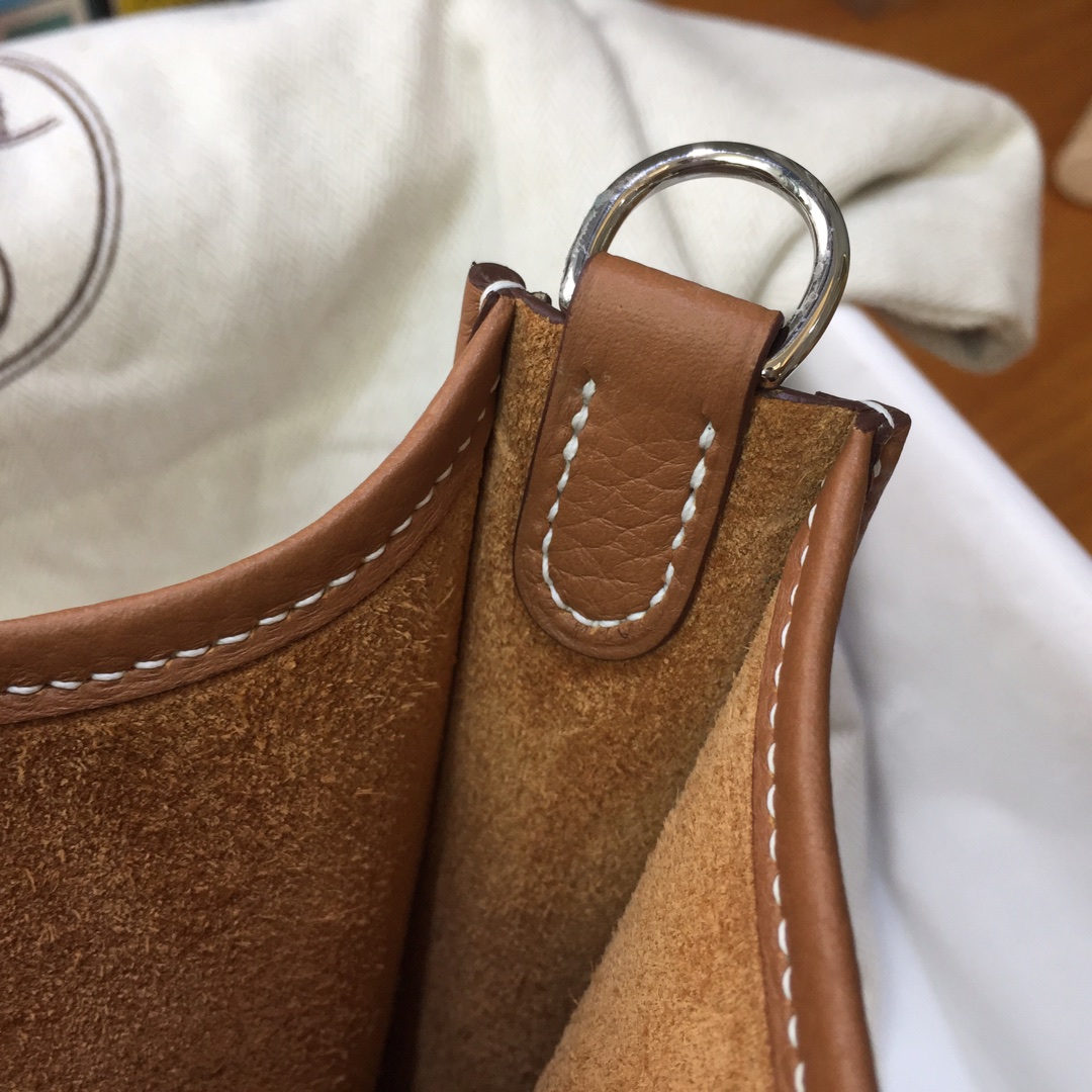 에르메스 미니 에블린16 골드브라운 은장 끌레망스 가죽